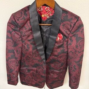 Stylish Kids Red and Black Floral Blazer
